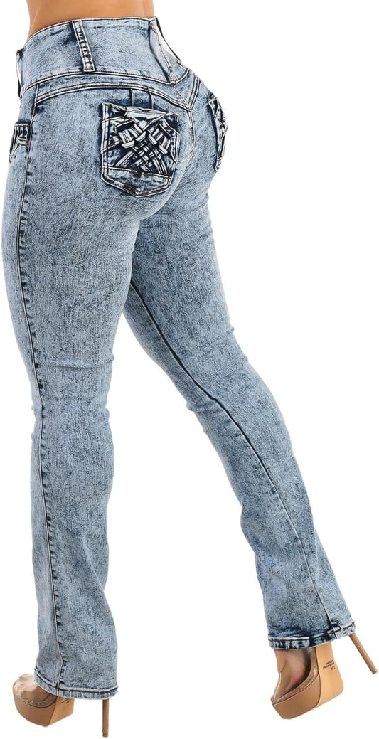 Women'S Butt Lifting High Waisted Bootcut Jeans - Stretchy, Comfortable Flare Jeans in Junior Size Vintage Style