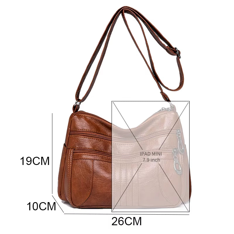 Multiple Pockets Soft Leather Hand Bags for Women Luxury Handbags Women Bags Designer Shoulder Crossbody Bags with Free Shipping