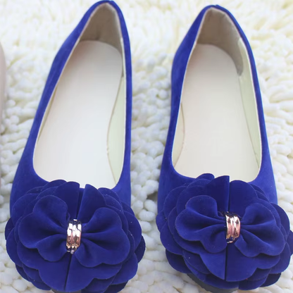 2023 Single Shoes Female Pointed Shallow Mouth Flat Shoes Korean Version of the Flower Women'S Shoes Suede Comfortable WSH2346