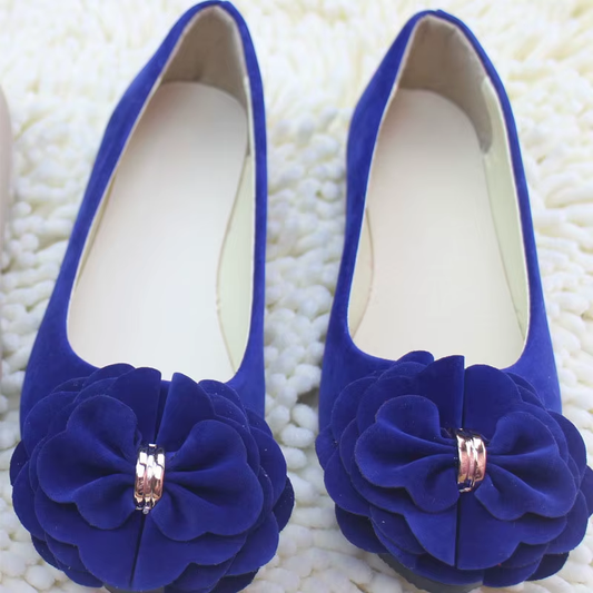 2023 Single Shoes Female Pointed Shallow Mouth Flat Shoes Korean Version of the Flower Women'S Shoes Suede Comfortable WSH2346