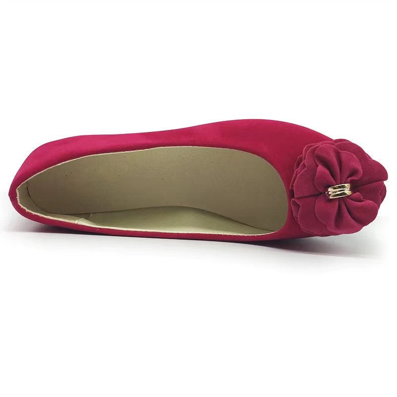 2023 Single Shoes Female Pointed Shallow Mouth Flat Shoes Korean Version of the Flower Women'S Shoes Suede Comfortable WSH2346