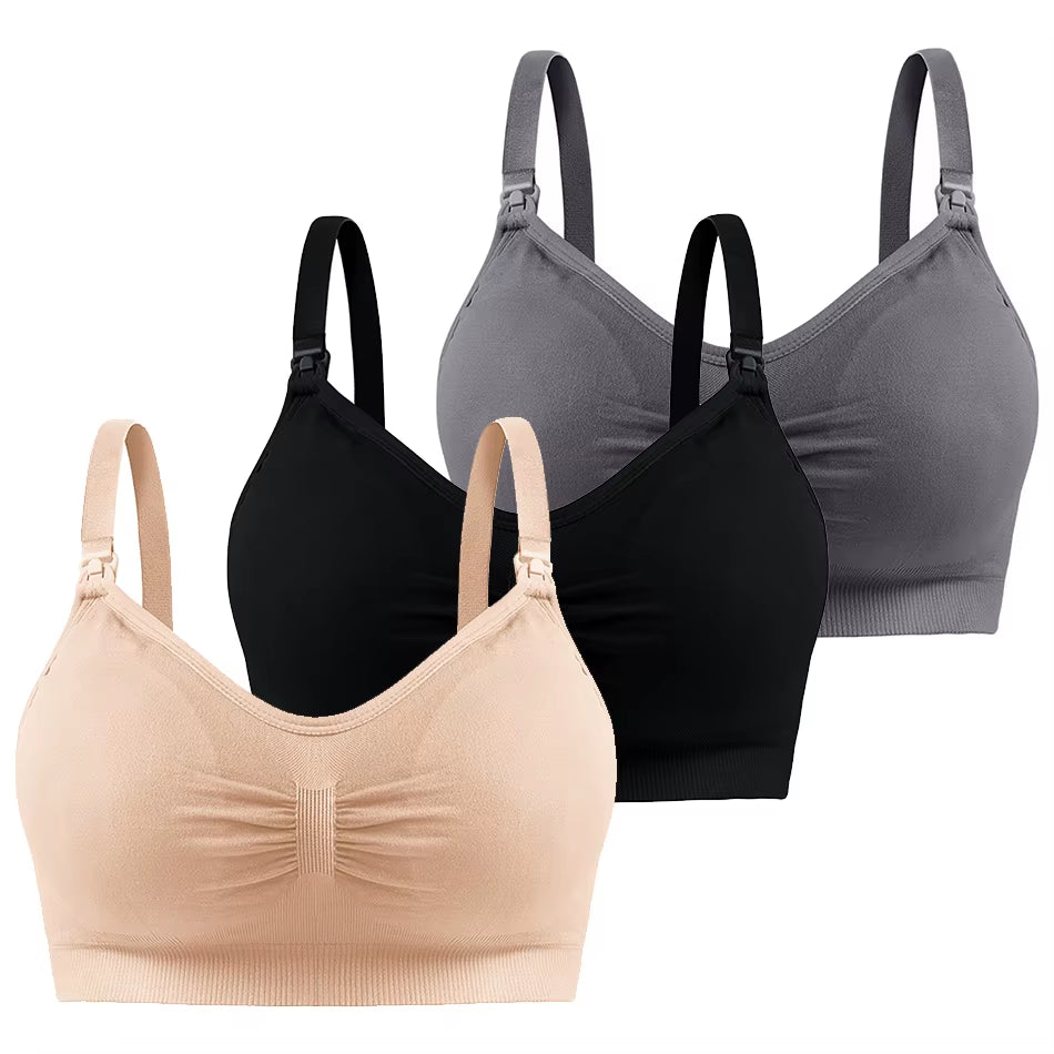 3 Pcs/Pack Breathable Maternity Pregnant Bras Comfort Breastfeeding Sleep Bralette Women Wireless Seamless Nursing Underwear