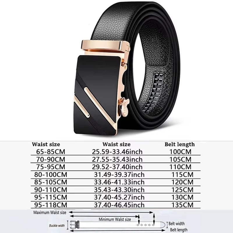 Men Belts Automatic Buckle Belt Genune Leather High Quality Black Male Belts for Men Leather Strap Casual Buises for Jeans