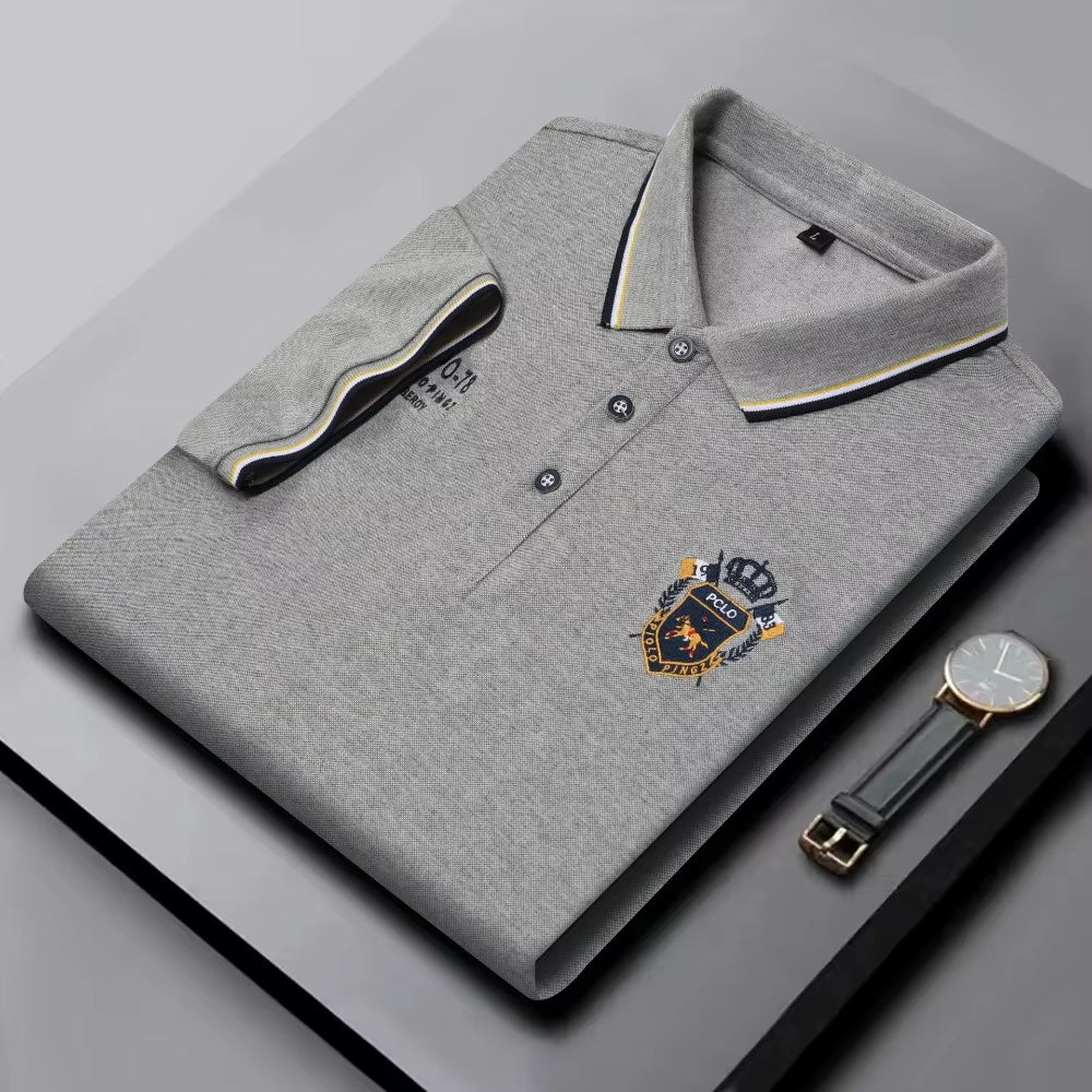 Summer Mens Short Sleeve Polo Shirt Luxury Embroidered Tshirts Lapel Anti-Wrinkle Lightweight Tops Cotton Mens T Shirts