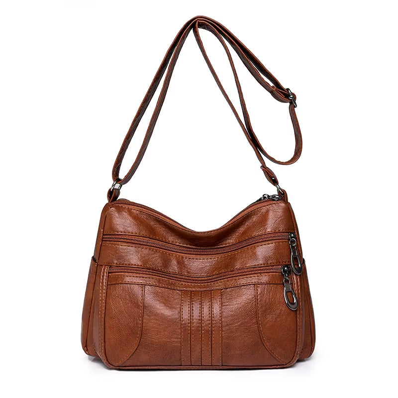 Multiple Pockets Soft Leather Hand Bags for Women Luxury Handbags Women Bags Designer Shoulder Crossbody Bags with Free Shipping