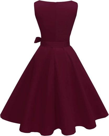 Women'S Boatneck Sleeveless Swing Vintage 1950S Cocktail Dress New