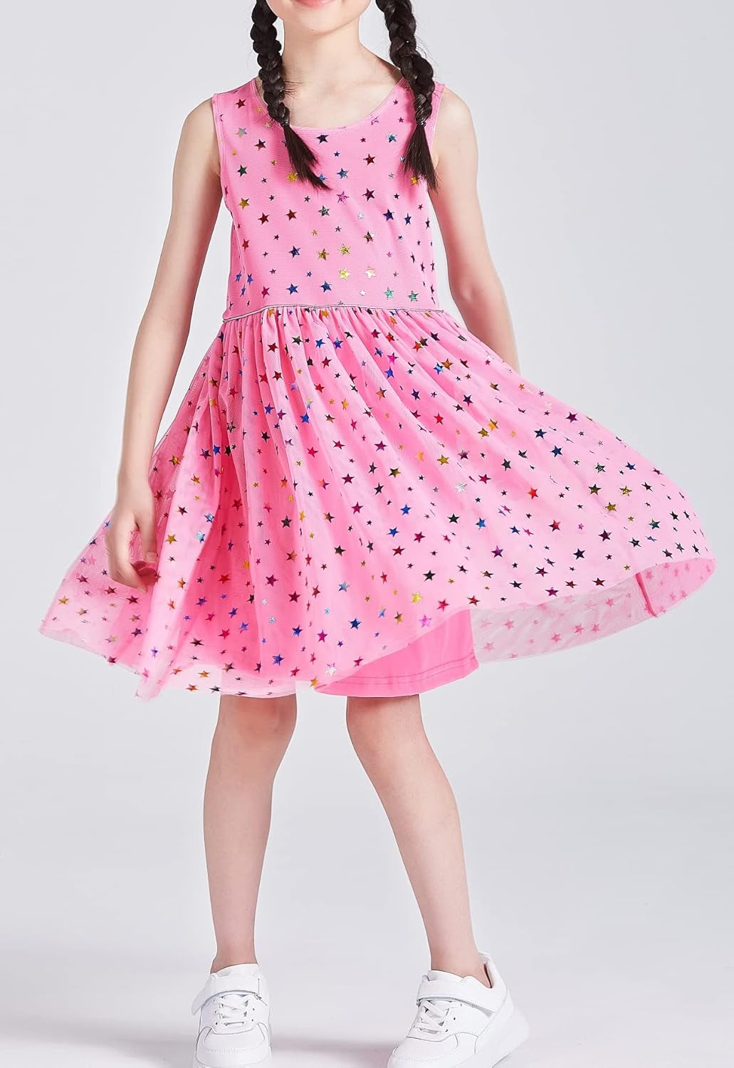 Danichins Girls Sleeveless Tutu Dress Layered Tulle Sparkle Dress for Girls