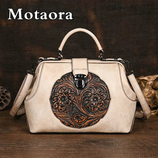 Luxury 2025 New Handmade Women Shoulder Bags Vintage Embossed Leather Woman Handbag for Ladies Backpacks Two Usage Bag