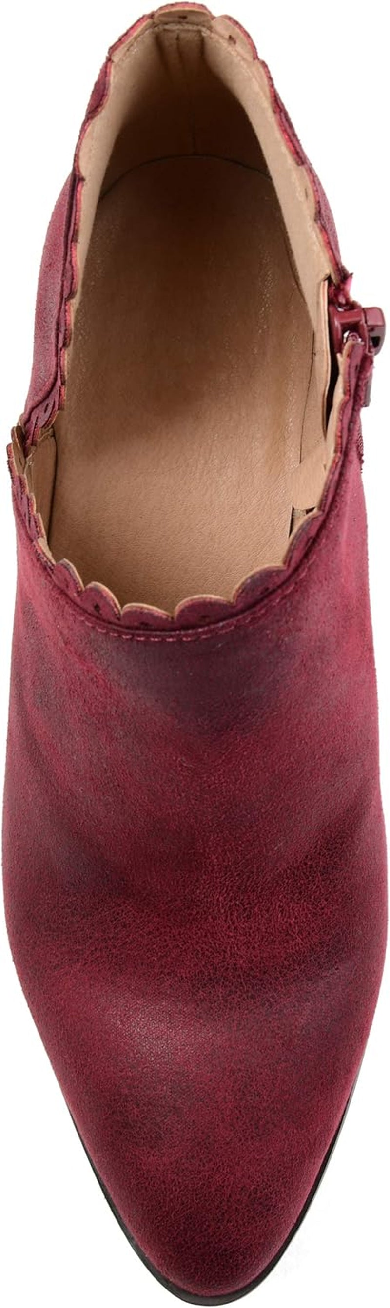 . Womens Scalloped Side Cut-Out Bootie Wine, 10 Womens US