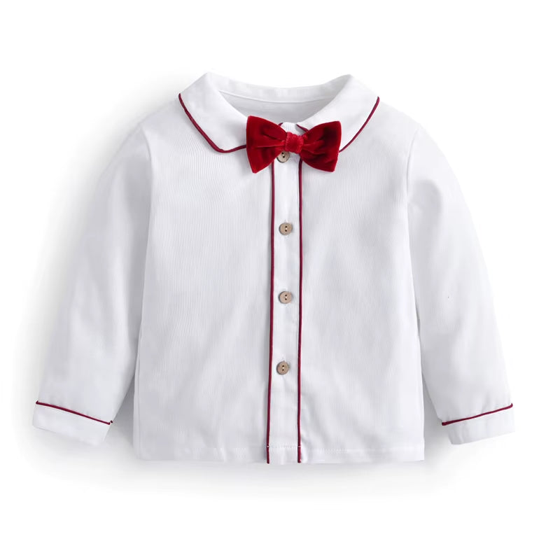 Newborn Clothes Suit Baby Boy Clothing Sets for Birthday Wedding Party Children Withe Blouse Velvet Pants 3Pcs Outfits with Hats