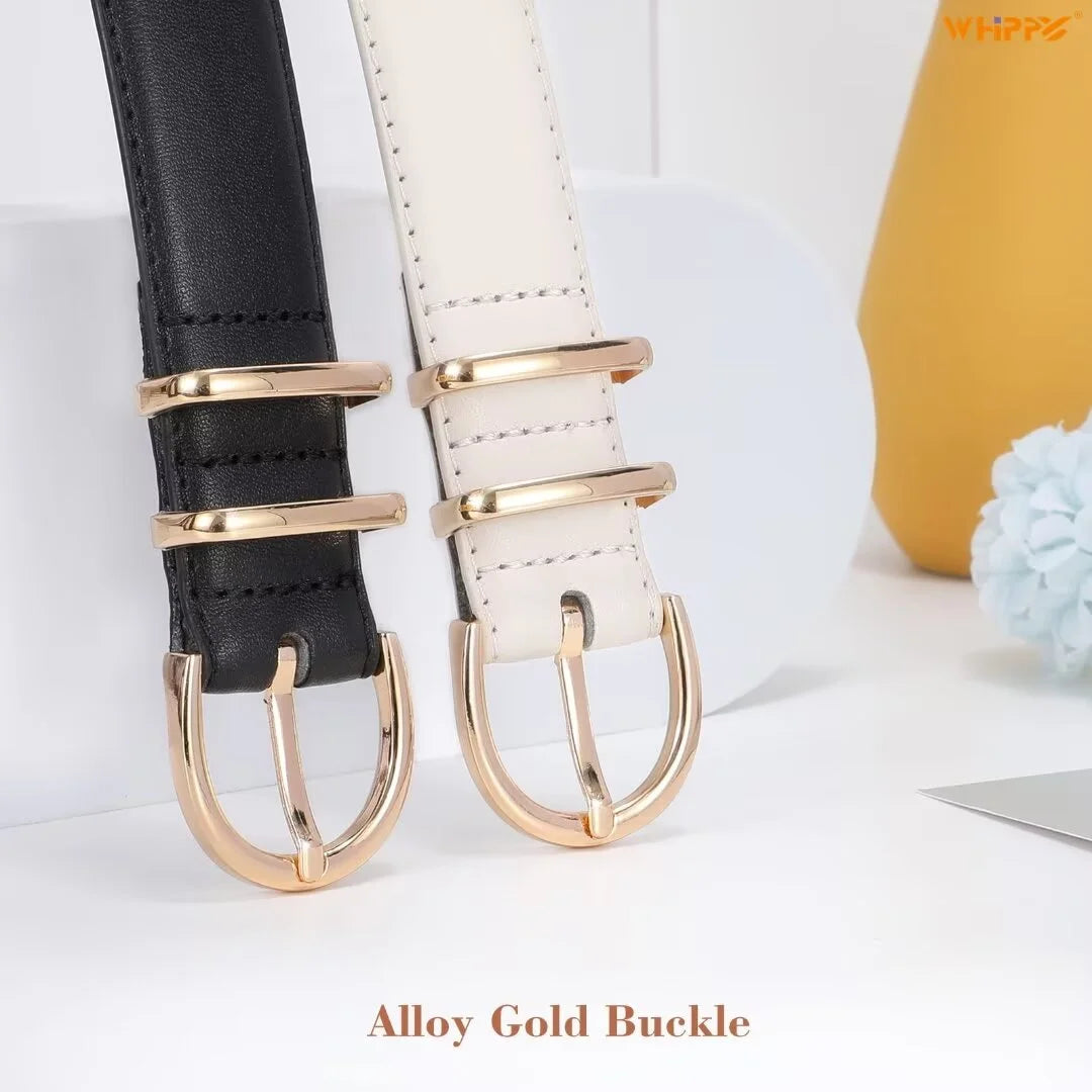 Women Leather Belts Ladies Dresses Belt for Jeans 2 Pack