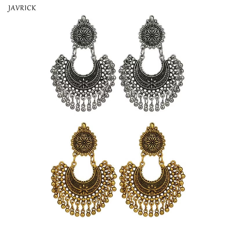 Women Earrings Metal Tassel Jhumka Indian Ethnic Bollywood Dangle Earrings Fashion Jewelry Accessories