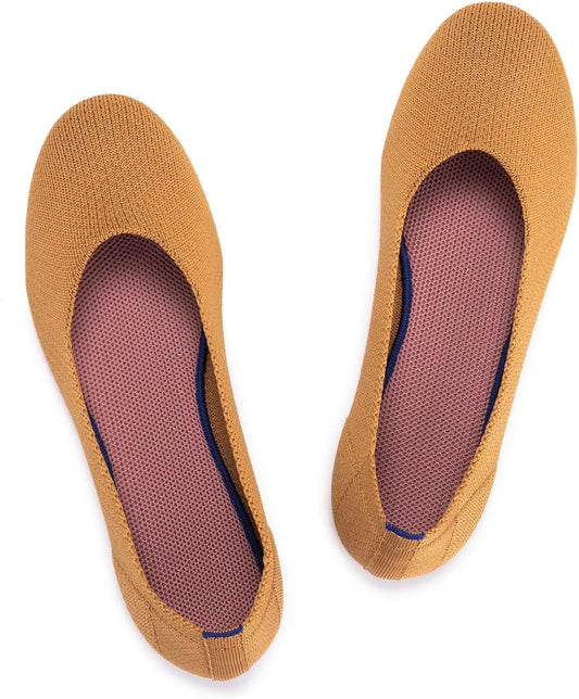 Women’S Ballet Flat Shoes Knit Dress Shoes round Toe Slip on Ballerina Walking Flats Shoes for Woman Low Wedge Comfort Soft
