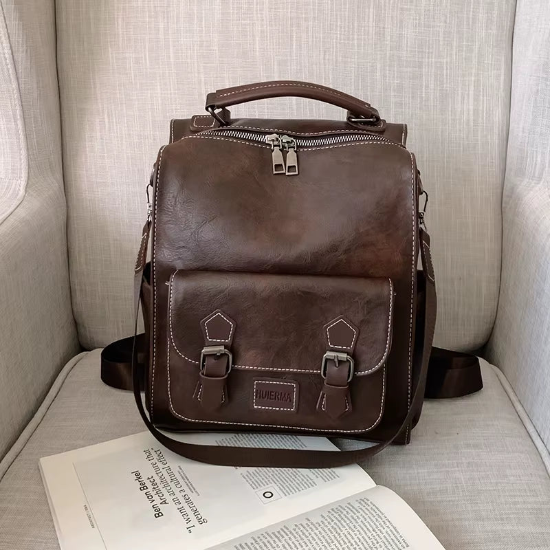 2020 Women Vintage PU Leather Backpacks Vintage Female Shoulder Bags Sac a Dos Casual Travel Ladies Bagpack Mochilas School Bags