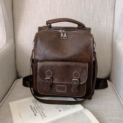 2020 Women Vintage PU Leather Backpacks Vintage Female Shoulder Bags Sac a Dos Casual Travel Ladies Bagpack Mochilas School Bags