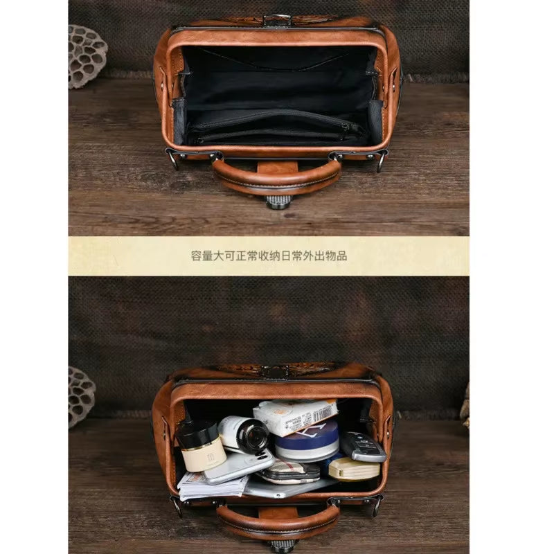 Luxury 2025 New Handmade Women Shoulder Bags Vintage Embossed Leather Woman Handbag for Ladies Backpacks Two Usage Bag