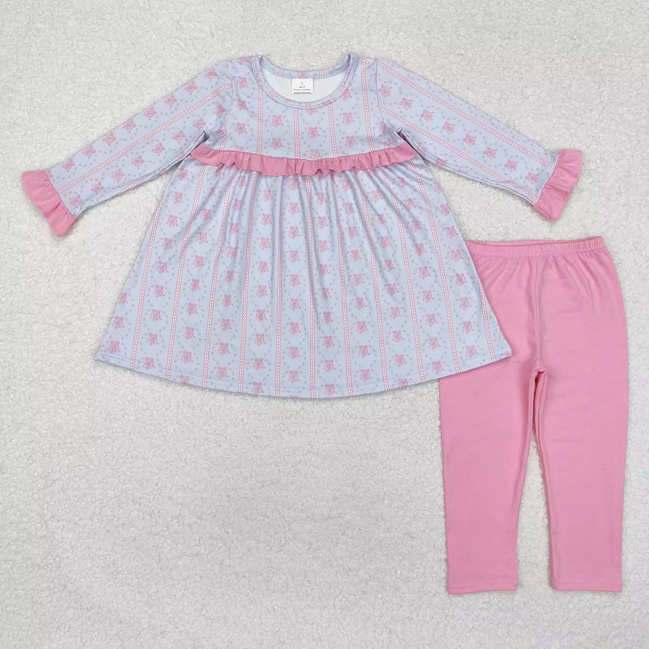 Wholesale Infant Long Sleeves Clothing Blue Flower Shirt Baby Girl Floral Outfit Toddler Skirt Skorts Shorts Children Kids Set