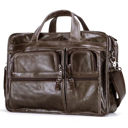 Men Business Travel Men Messenger Bags Genuine Leather Men'S Handbags Male Large A4 Office Leather Shoulder Bag Laptop Bags