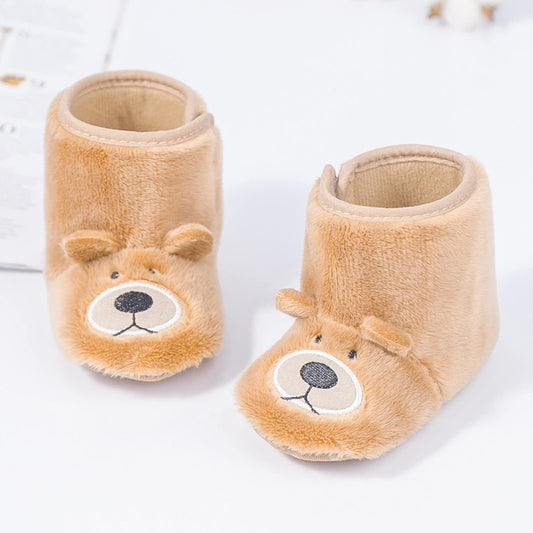 Baby Fleece Booties Newborn Unisex Booties Non-Slip Toddler First Walkers Warm Shoes House Slippers for Boys Girls Toddlers