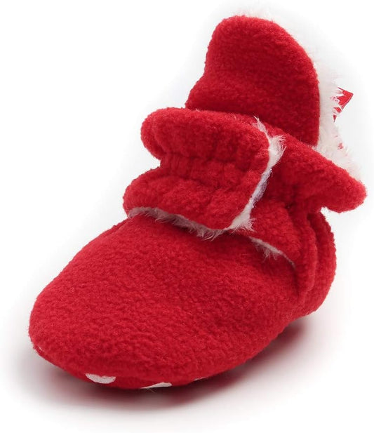 Baby Boy Girl Fleece Booties Newborn Cozy Winter Warm Socks Toddler Non-Slip Soft Sole Crib Shoes…