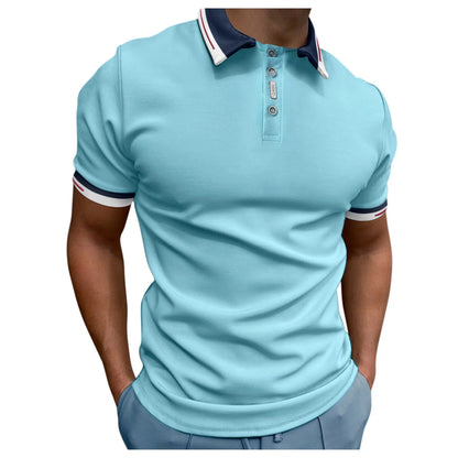 Mens Short Sleeve Polo Shirts Men'S Polo Shirt Casual Knit Short Sleeve Polo T Shirt Classic Fit Shirts(Blue,Xl)