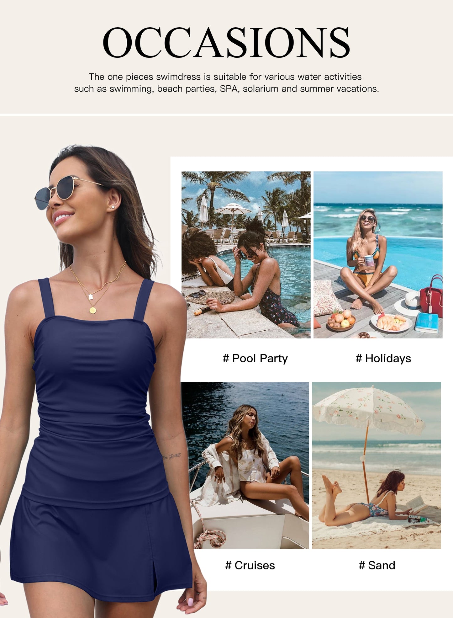 Swimsuit Sets Women Two Piece Tankini Bathing Suits Vintage Tummy Control Tankini Top with Skirt Bottom Push up Swim Suits Ladies Swimsuits Swimwear Blue S-2XL