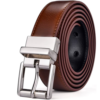 1Pcs Mens Reversible Leather Dress Casual Belts for Men 2.8Cm Wide One Reverse for 2 Colors
