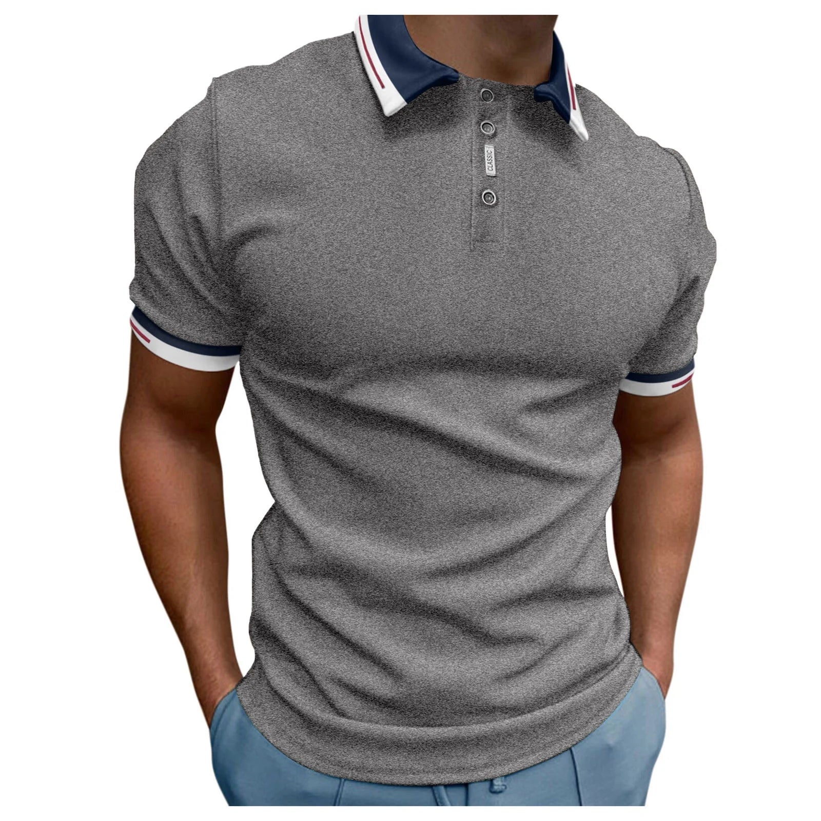 Mens Short Sleeve Polo Shirts Men'S Polo Shirt Casual Knit Short Sleeve Polo T Shirt Classic Fit Shirts(Blue,Xl)