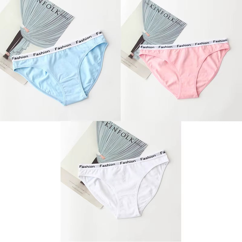 3Pcs Cotton Panties Female Underpants Fashion Women Briefs Underwear Sports plus Size Lingerie Women'S Intimates