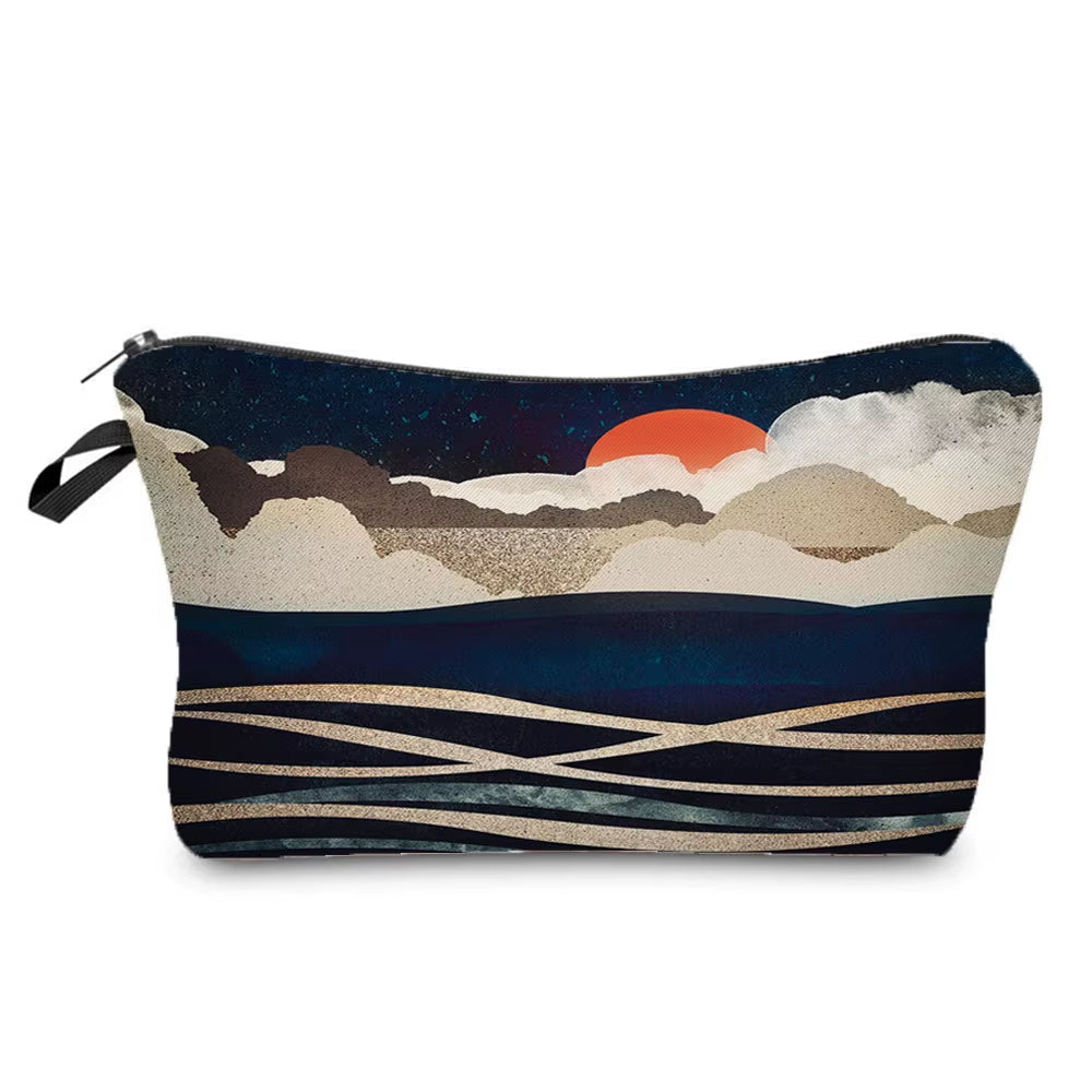 Landscape Painting Makeup Bag Polyester Cosmetic Bag Women'S Necessaire Pouch with Zipper Shaver Kit Bags Luxury Man Travel Bag