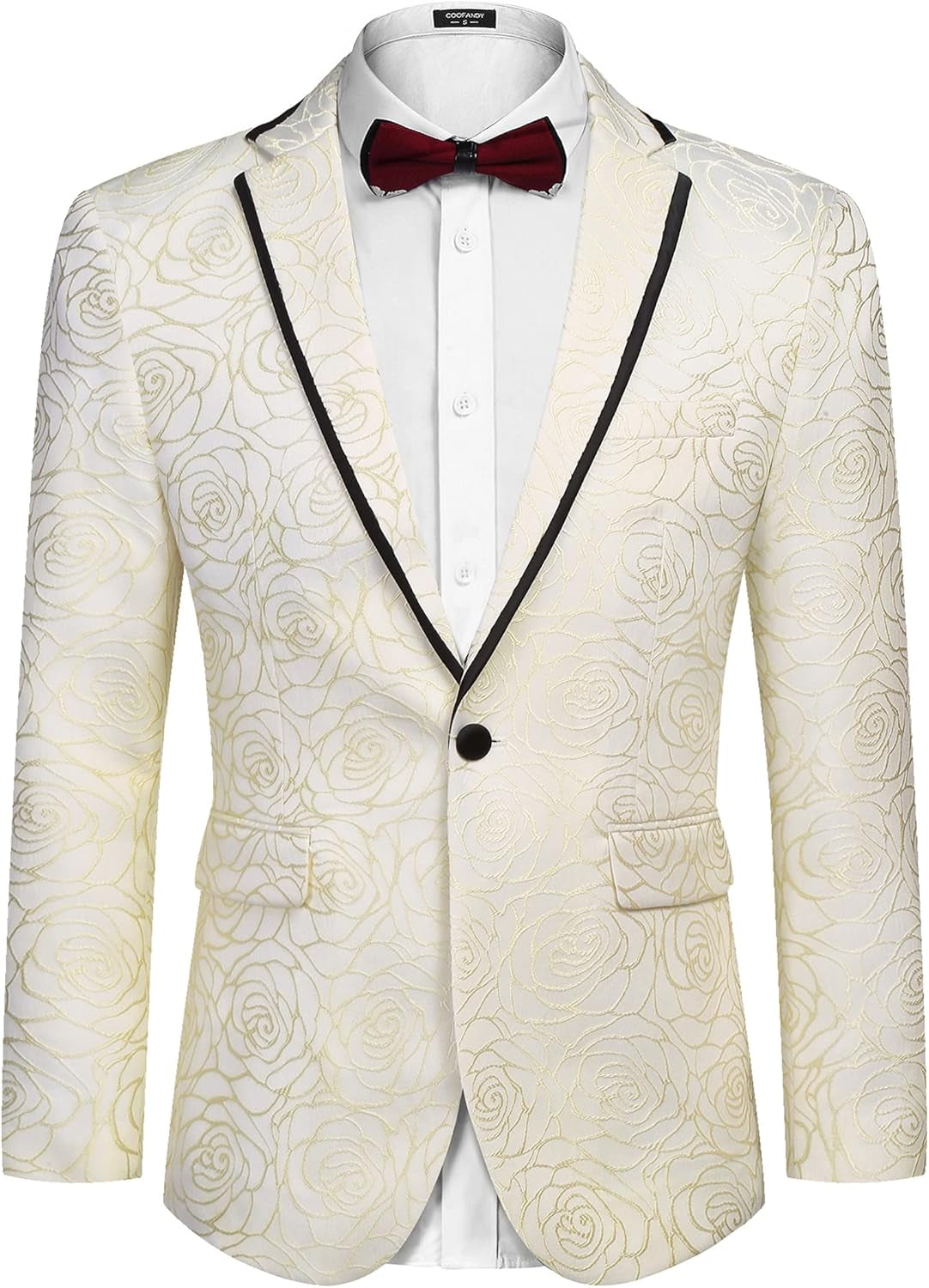 Men'S Floral Suit Jacket Embroidered Wedding Blazer Party Dinner Tuxedo