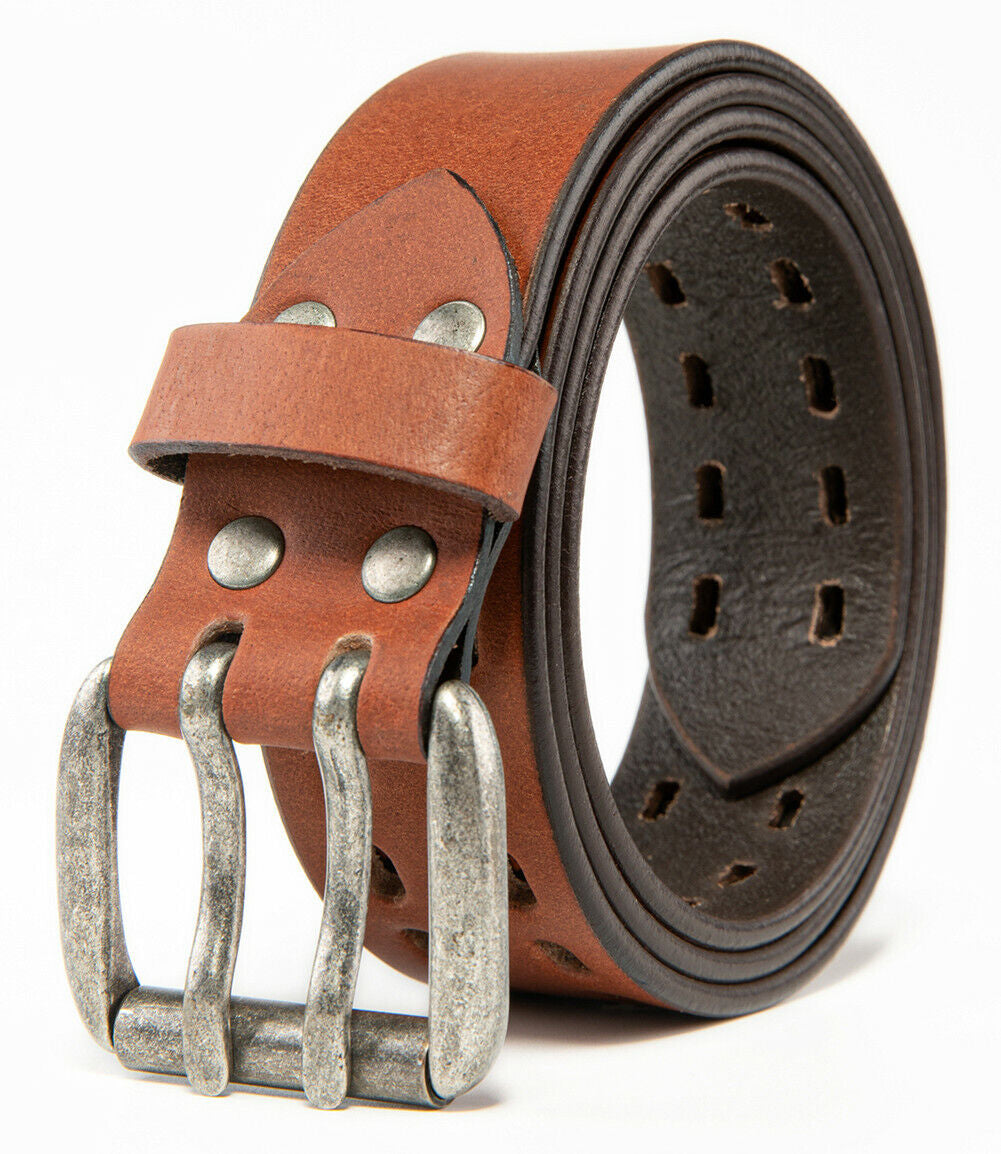 Men’S Top Grain Leather Belts for Men Genuine Solid Belt Workmen 1.5Inch Width