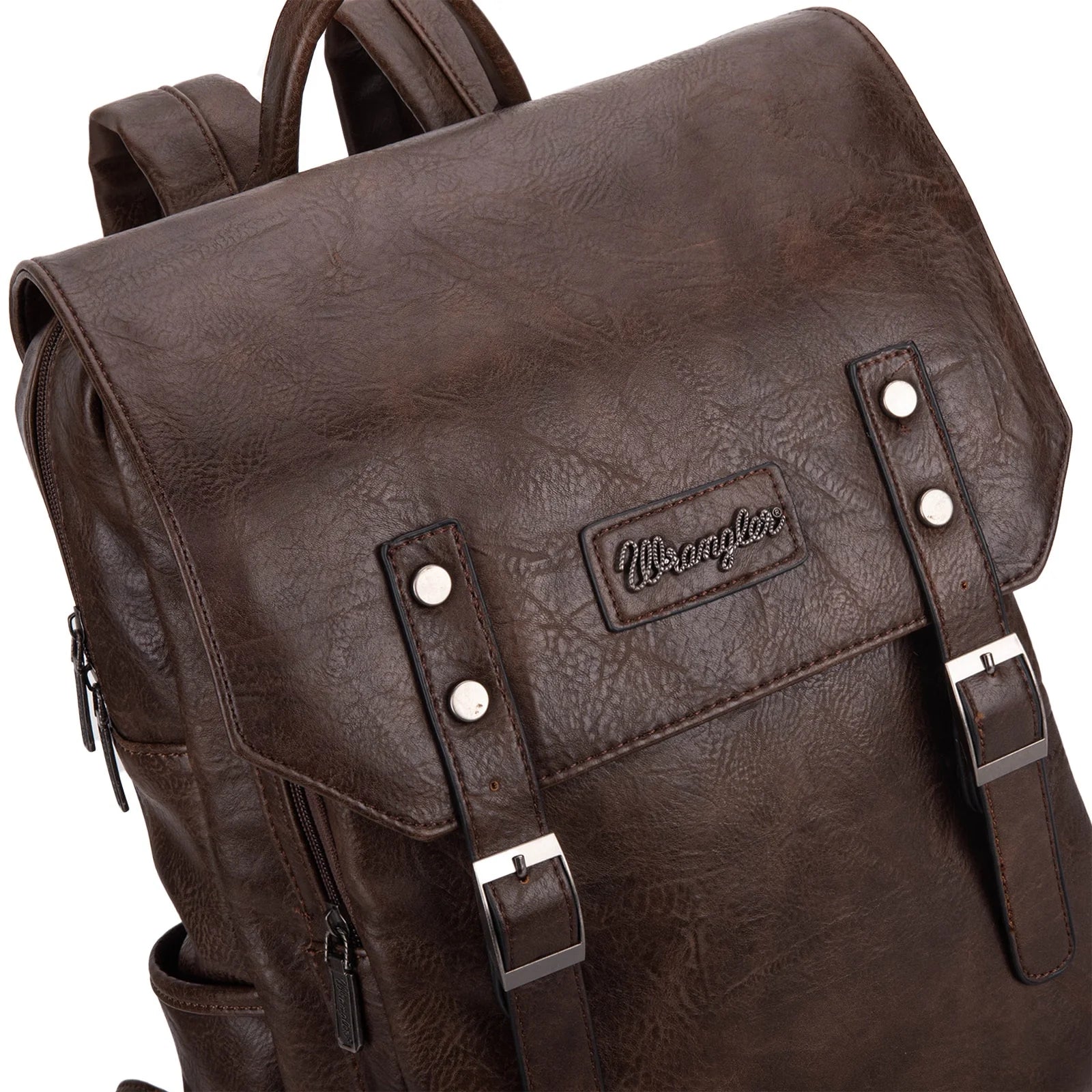 Wrangler Backpack Purse for Womens, Waterproof Vegan Leather Travel Backpacks Handbags for Man, Ladies Casual Shoulder Bags with USB Charging Port