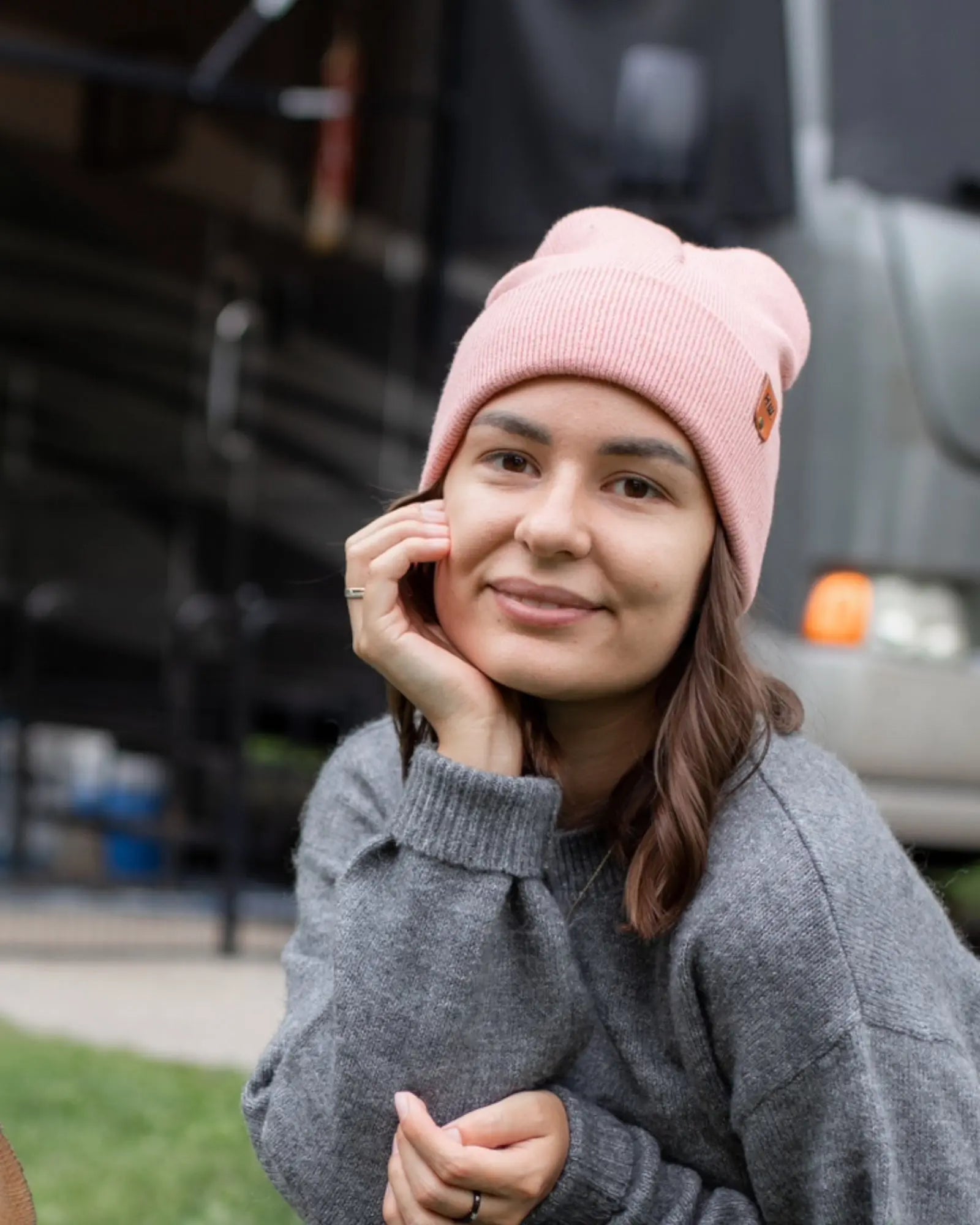 HAAKWEAR Knit Cuffed Classic Beanie / Hat - Pearl Pink, Made in USA
