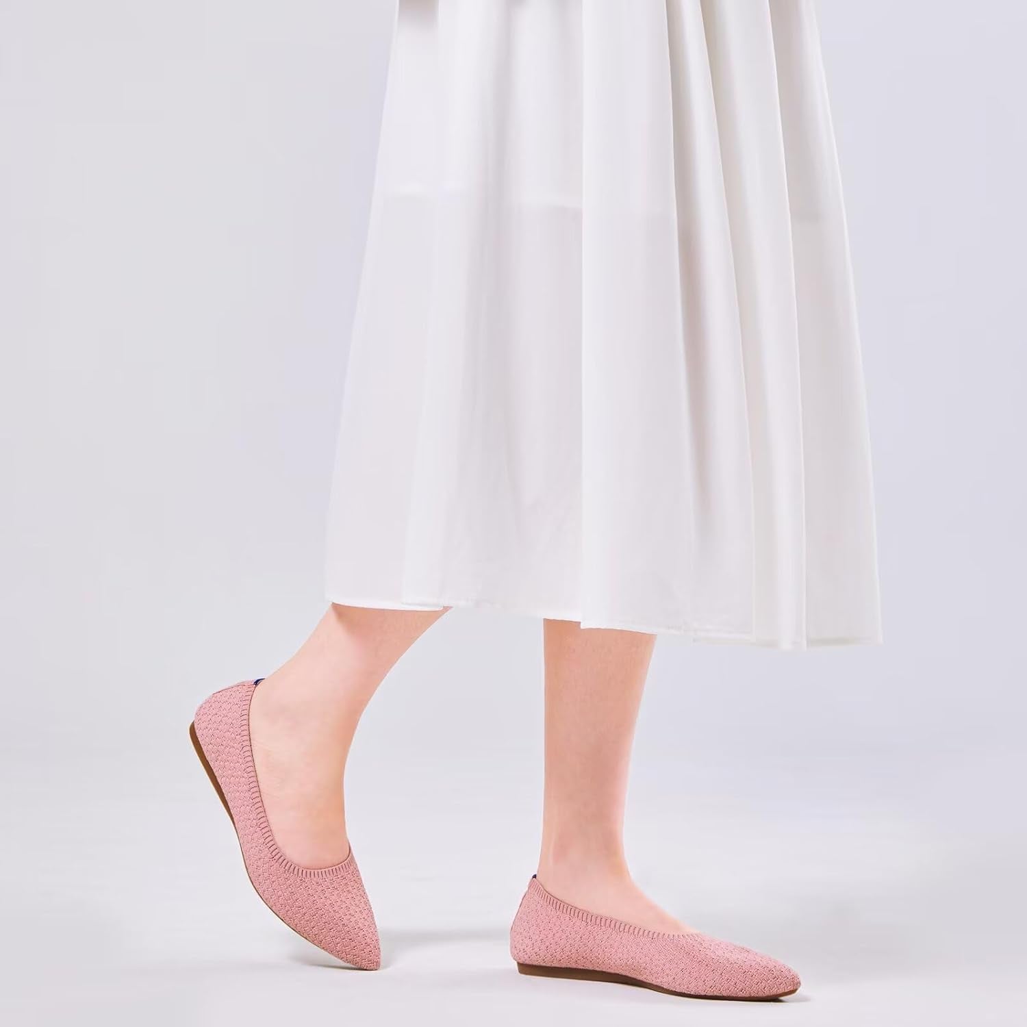 Womens Pointed Toe Flats Knit Dress Shoes Comfort Women Shoes Slip on Shoes for Woman Classic Softable Shoes Low Wedge