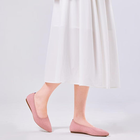 Womens Pointed Toe Flats Knit Dress Shoes Comfort Women Shoes Slip on Shoes for Woman Classic Softable Shoes Low Wedge