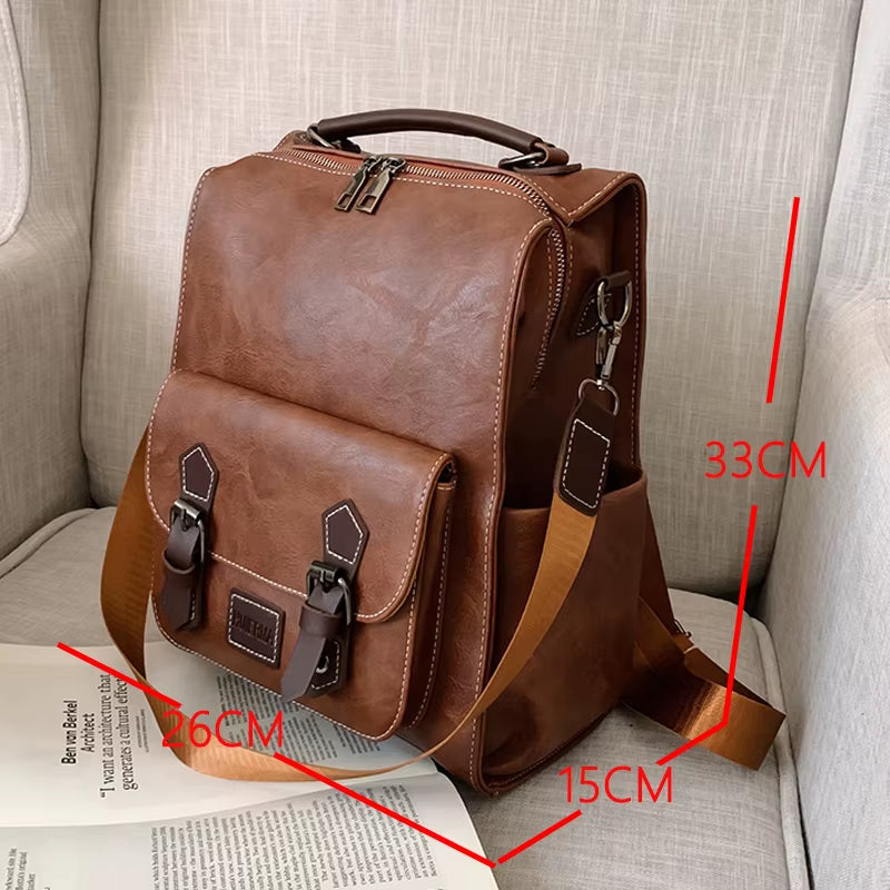 2020 Women Vintage PU Leather Backpacks Vintage Female Shoulder Bags Sac a Dos Casual Travel Ladies Bagpack Mochilas School Bags