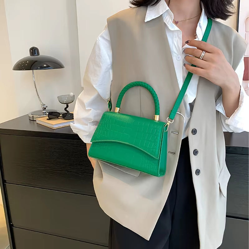 Solid Pu Leather Shoulder Bag Fashion Designer Handbags Top Handle Bags for Women Casual Crossbody Bags