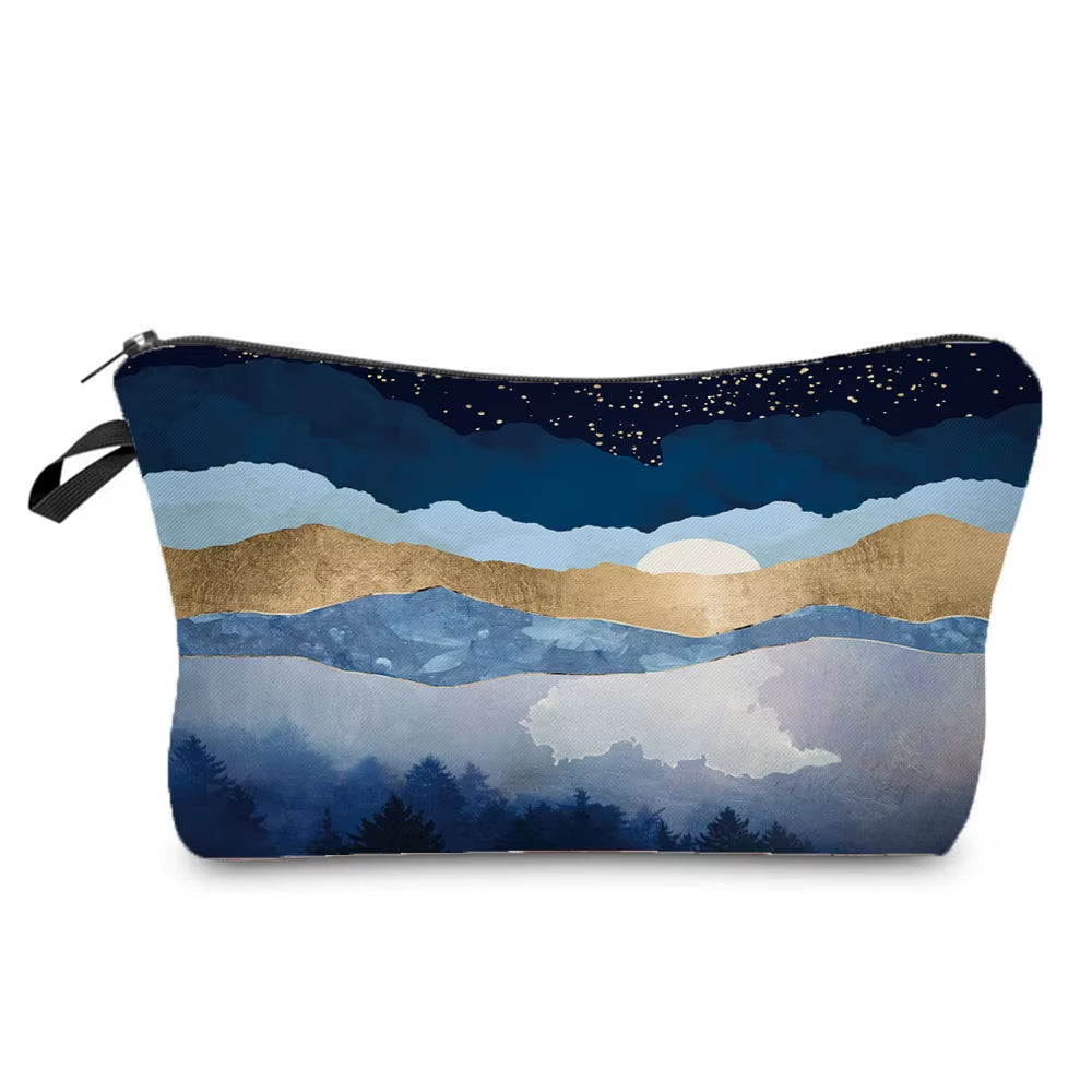 Landscape Painting Makeup Bag Polyester Cosmetic Bag Women'S Necessaire Pouch with Zipper Shaver Kit Bags Luxury Man Travel Bag