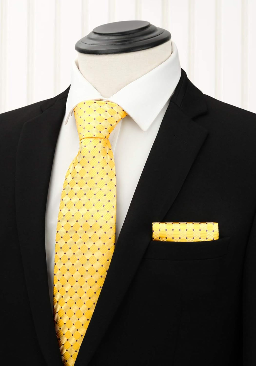 Mens Ties and Pocket Square Set Business Elegant Ties for Men Classic Lot 3 Pcs Wedding Party Neckties & Handkerchief