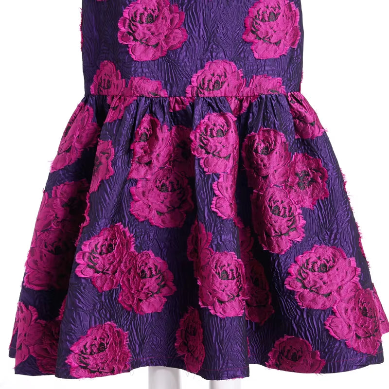 Elegant Brocade Women Long Mermaid Dress Vintage Flower Slim Clothing Stand Collar Party Dresses Robe Femme Vestido