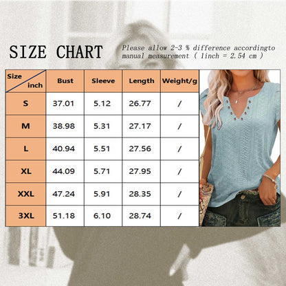 Women T-Shirts Summer Short Sleeve Tops Casual Ruffle Sleeve Tunic Tops Trendy V Neck Tops Loose Ladies Shirts Blouses Blue M