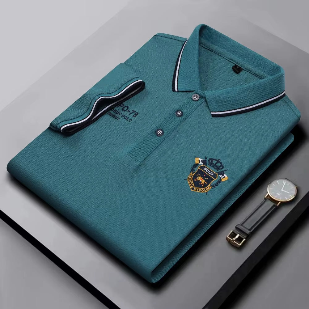 Summer Mens Short Sleeve Polo Shirt Luxury Embroidered Tshirts Lapel Anti-Wrinkle Lightweight Tops Cotton Mens T Shirts