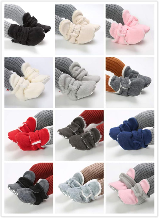 Baby Boy Girl Fleece Booties Newborn Cozy Winter Warm Socks Toddler Non-Slip Soft Sole Crib Shoes…