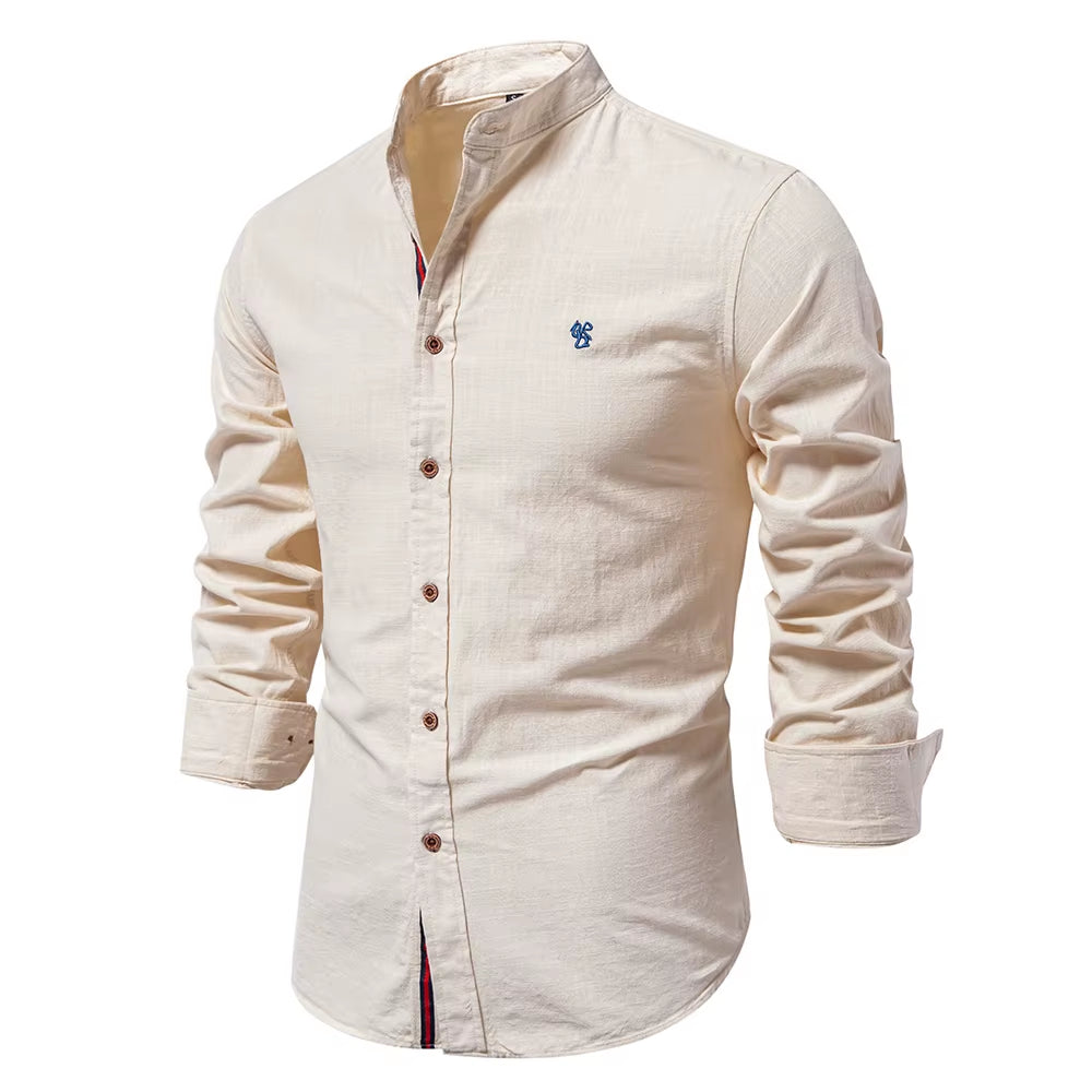New Spring Cotton Social Shirt Men Solid Color High Quality Long Sleeve Shirt for Men Lapel Casual Social Men'S Shirts