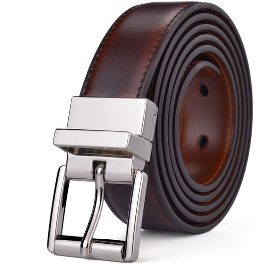 1Pcs Mens Reversible Leather Dress Casual Belts for Men 2.8Cm Wide One Reverse for 2 Colors