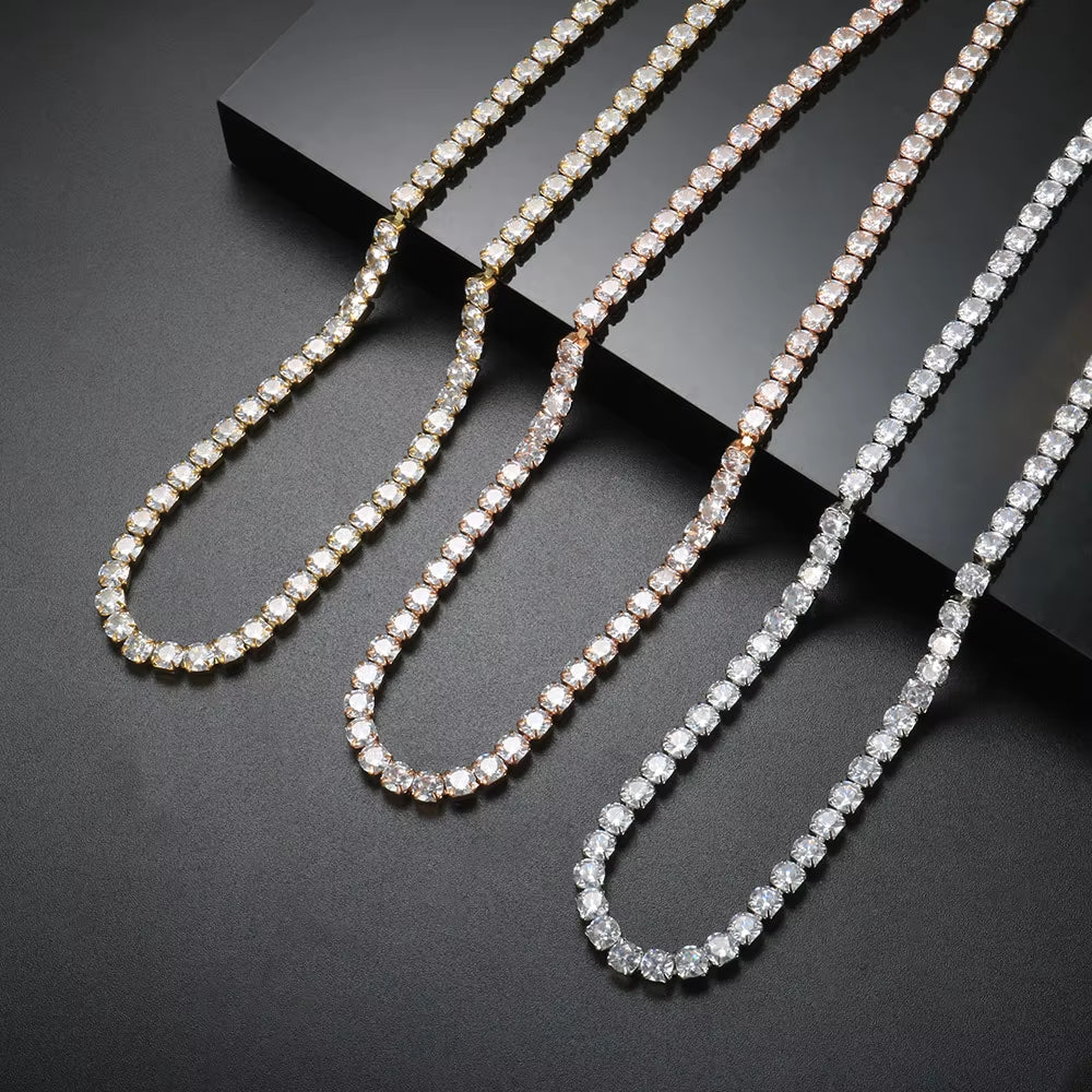 Fashion High Quality Stainless Steel Cubic Zirconia Collar Necklace Rhinestone Bracelet Woman Trendy Jewelry Set Gift Wholesale
