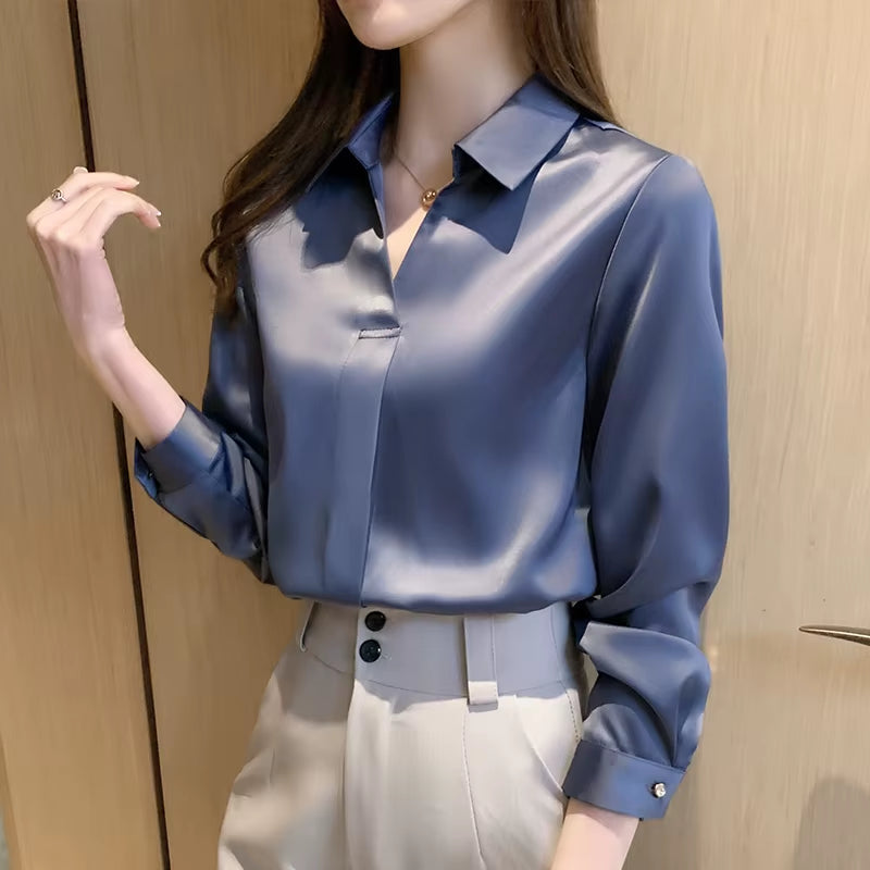 Long Sleeve Blouse Women Blusas Mujer De Moda 2024 Chiffon Blouse Shirt Turn down Collar Office Blouse Women Tops Blusa E235