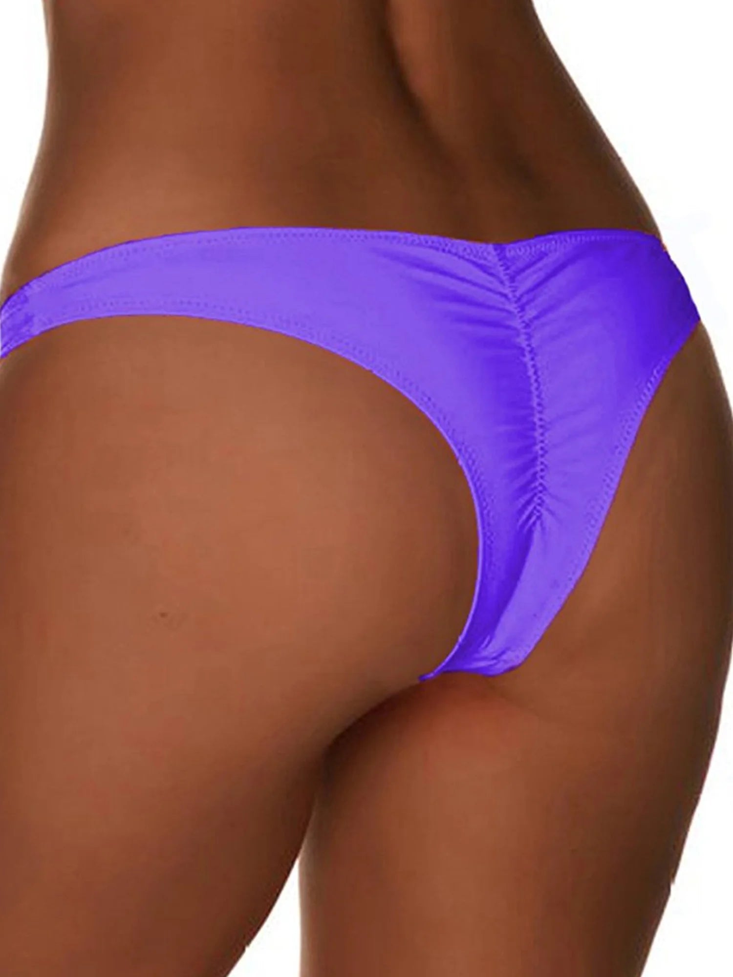 Sexy Women'S Itsy Back Ruched Thong Bikini Bottoms Brazilian Swimsuit Swimwear Beachwear Bathing Cheeky Panty