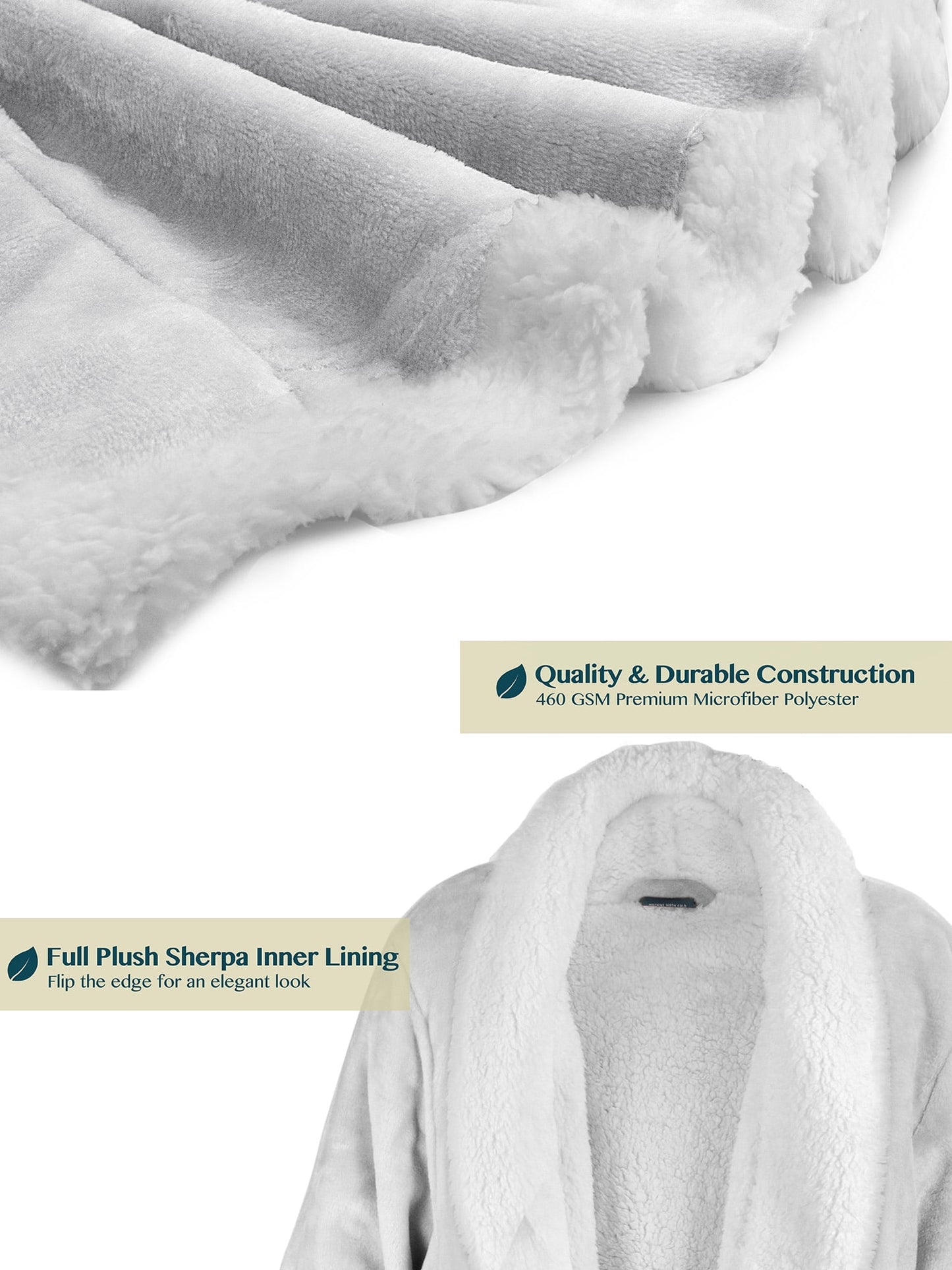 Premium Womens Sherpa Fleece Robe | Luxurious Soft, Warm, Plush Bathrobe